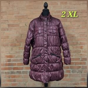 Women's Plum Puffer Hooded Coat